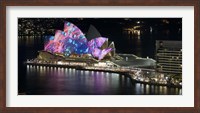 Opera house lit up at night, Sydney Opera House, Sydney, New South Wales, Australia Fine Art Print