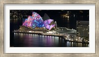 Opera house lit up at night, Sydney Opera House, Sydney, New South Wales, Australia Fine Art Print