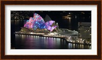 Opera house lit up at night, Sydney Opera House, Sydney, New South Wales, Australia Fine Art Print