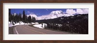 Road with a mountain range in the background, Mt Rainier, Mt Rainier National Park, Pierce County, Washington State, USA Fine Art Print