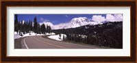Road with a mountain range in the background, Mt Rainier, Mt Rainier National Park, Pierce County, Washington State, USA Fine Art Print