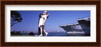 Kiss between sailor and nurse sculpture, Unconditional Surrender, San Diego Aircraft Carrier Museum, San Diego, California, USA Fine Art Print