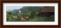 Houses at the hillside, Transylvania, Romania Fine Art Print