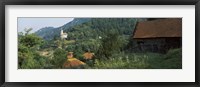 Houses at the hillside, Transylvania, Romania Fine Art Print