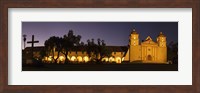Mission lit up at night, Mission Santa Barbara, Santa Barbara, Santa Barbara County, California, USA Fine Art Print