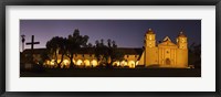 Mission lit up at night, Mission Santa Barbara, Santa Barbara, Santa Barbara County, California, USA Fine Art Print