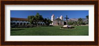 Cross with a church in the background, Mission Santa Barbara, Santa Barbara, California, USA Fine Art Print