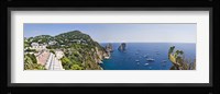 Boats in the sea, Faraglioni, Capri, Naples, Campania, Italy Fine Art Print