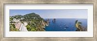 Boats in the sea, Faraglioni, Capri, Naples, Campania, Italy Fine Art Print