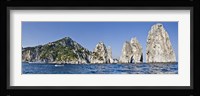 Rock formations in the sea, Faraglioni, Capri, Naples, Campania, Italy Fine Art Print