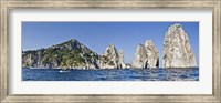 Rock formations in the sea, Faraglioni, Capri, Naples, Campania, Italy Fine Art Print