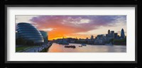 City hall with office buildings at sunset, Thames River, London, England 2010 Fine Art Print