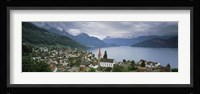 City at the lakeside, Lake Lucerne, Weggis, Lucerne Canton, Switzerland Fine Art Print