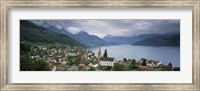 City at the lakeside, Lake Lucerne, Weggis, Lucerne Canton, Switzerland Fine Art Print
