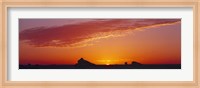 Silhouette of rock formations in a desert, White Desert, Farafra Oasis, Egypt Fine Art Print