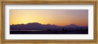 Silhouette of a golf course with Sinai Mountains in the background, The Cascades Golf & Country Club, Soma Bay, Hurghada, Egypt Fine Art Print