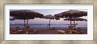 Lounge chairs with sunshades on the beach, Hilton Resort, Hurghada, Egypt Fine Art Print