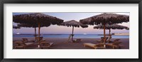 Lounge chairs with sunshades on the beach, Hilton Resort, Hurghada, Egypt Fine Art Print