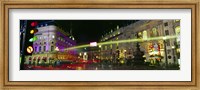 Buildings lit up at night, Piccadilly Circus, London, England Fine Art Print