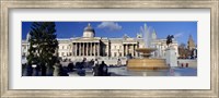 Fountain with a museum on a town square, National Gallery, Trafalgar Square, City Of Westminster, London, England Fine Art Print