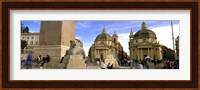 Tourists in front of churches, Santa Maria Dei Miracoli, Santa Maria Di Montesanto, Piazza Del Popolo, Rome, Italy Fine Art Print