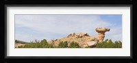 Rock formation on a landscape, Camel Rock, Espanola, Santa Fe, New Mexico, USA Framed Print