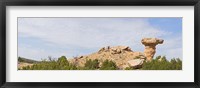 Rock formation on a landscape, Camel Rock, Espanola, Santa Fe, New Mexico, USA Framed Print