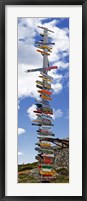 Sign post showing distances to various countries, Stanley, Falkland Islands Fine Art Print