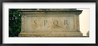 SPQR Text carved on the stone, Piazza Del Campidoglio, Palazzo Senatorio, Rome, Italy Fine Art Print