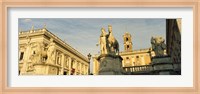 Low angle view of a statues in front of a building, Piazza Del Campidoglio, Palazzo Senatorio, Rome, Italy Fine Art Print