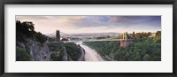 Bridge across a river at sunset, Clifton Suspension Bridge, Avon Gorge, Avon River, Bristol, England Fine Art Print