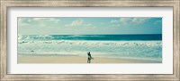 Surfer standing on the beach, North Shore, Oahu, Hawaii Fine Art Print