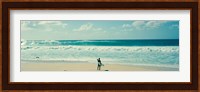 Surfer standing on the beach, North Shore, Oahu, Hawaii Fine Art Print