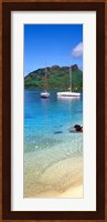 Sailboats in the ocean, Tahiti, Society Islands, French Polynesia (vertical) Fine Art Print