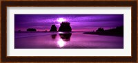 Silhouette of sea stacks at sunset, Second Beach, Washington State Fine Art Print