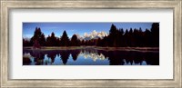 Reflection of mountains with trees in the river, Teton Range, Snake River, Grand Teton National Park, Wyoming, USA Fine Art Print