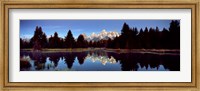 Reflection of mountains with trees in the river, Teton Range, Snake River, Grand Teton National Park, Wyoming, USA Fine Art Print