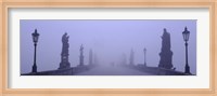 Statues and lampposts on a bridge, Charles Bridge, Prague, Czech Republic Fine Art Print