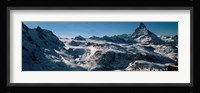 Skiers on mountains in winter, Matterhorn, Switzerland Fine Art Print