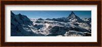 Skiers on mountains in winter, Matterhorn, Switzerland Fine Art Print