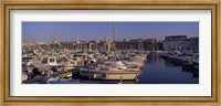 Boats docked at a harbor, Marseille, Bouches-Du-Rhone, Provence-Alpes-Cote d'Azur, France Fine Art Print