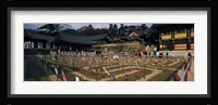 Tourists at a temple, Haeinsa Temple, Kayasan Mountains, Gyeongsang Province, South Korea Fine Art Print