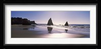 Rock formations in the ocean, Alvor Beach, Algarve, Portugal Fine Art Print