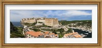 Castle on a hill, Bonifacio Harbour, Corsica, France Fine Art Print