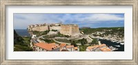Castle on a hill, Bonifacio Harbour, Corsica, France Fine Art Print