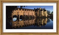 Reflection of a castle in a river, Chateau De Chenonceau, Indre-Et-Loire, Loire Valley, Loire River, Region Centre, France Fine Art Print