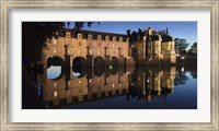 Reflection of a castle in a river, Chateau De Chenonceau, Indre-Et-Loire, Loire Valley, Loire River, Region Centre, France Fine Art Print
