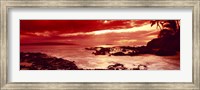 Orange Sunset over the coast, Makena Beach, Maui, Hawaii Fine Art Print