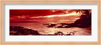 Orange Sunset over the coast, Makena Beach, Maui, Hawaii Fine Art Print