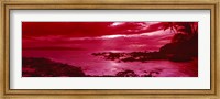 Red Sunset over the coast, Makena Beach, Maui, Hawaii Fine Art Print